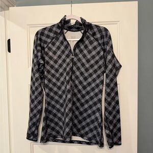 Nike Black & Gray Plaid Zip-Front Hoodie